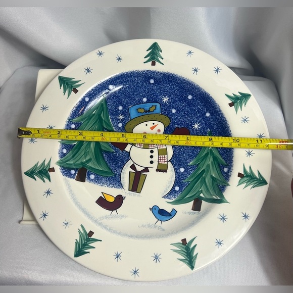 Studio Nova Frosty Snowman Winter Christmas Plate KT405 Rimmed Plate Table Decor - Picture 5 of 6